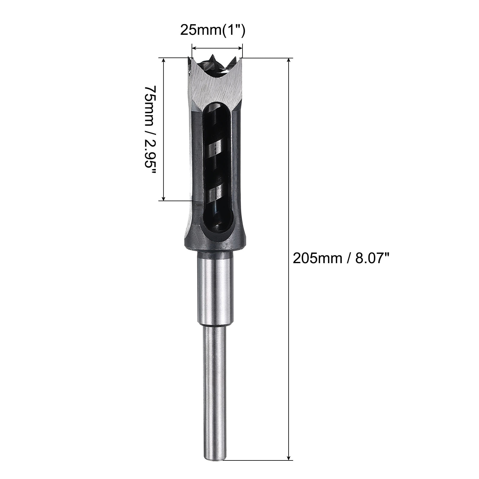 Uxcell Square Hole Drill Bit 25mm(1") High Speed Steel Hollow Mortiser Auger for Woodworking Carpentry Mortise Tenon Machine