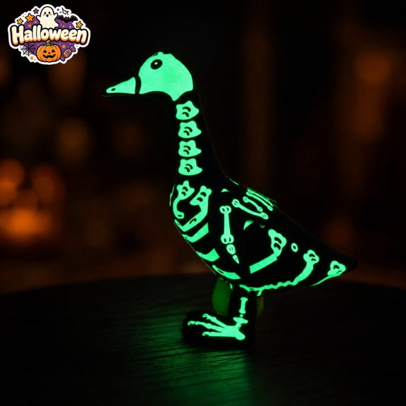Glow In The Dark Skeleton Goose Outfit, Halloween Porch Goose Costume for 23in Goose Statue, Indoor Outdoor Halloween Decorations, Luminous Skull Goose Clothes Seasonal Garden Lawn Decor Gift