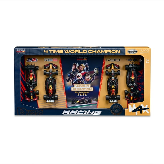 Bburago 1:43 Scale Formula Racing Oracle Red Bull 4 Time World Champion Die-cast Collectible 4 Piece Set