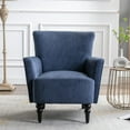 thumbnail image 2 of Porkiss Linen Fabric Accent Chair, Modern Single Sofa Chair with Sturdy Solid Wood Legs, White Blue, 2 of 7