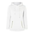 thumbnail image 5 of Pullovers Shirts Ladies Fall Winter Relaxed Fit Hooded Long Sleeve Kimono Drop Shoulder Zipper Plain Hoodie Cotton Hoodies Sweatshirts(White,S), 5 of 8
