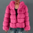 thumbnail image 3 of Winter Coats for Women Zpanxa Women Solid Color Long Sleeve Shaggy Lapel Faux Fur Coat, Warm Short Jacket Outwear, Oversized Lapel Outwear Jackets Hot Pink C 3XL, 3 of 4