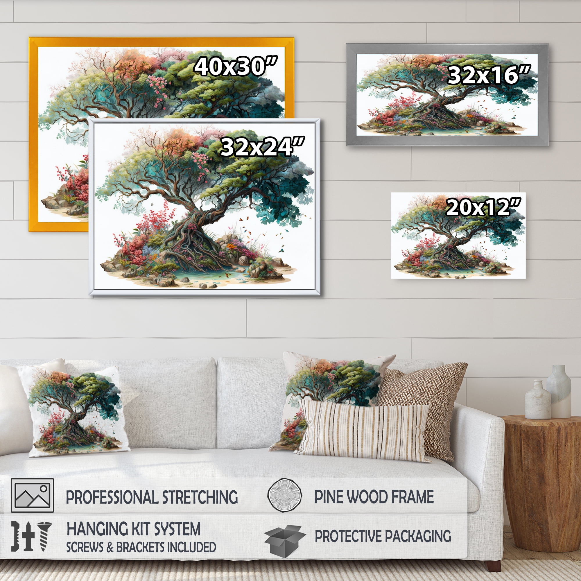 Designart Tree At The Center Of Jungle Paradise V Canvas Wall Art