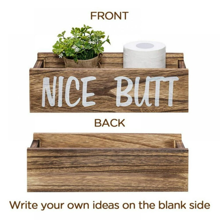 Nice Butt Bathroom Decor Box, 2 Sides With Funny Sayings - Toilet