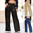 thumbnail image 7 of TrendOFT Womens Wide Leg Sparkle Sequin Pants Elastic High Waisted Bling Glitter Dance Pants Clubwear Gold S, 7 of 7