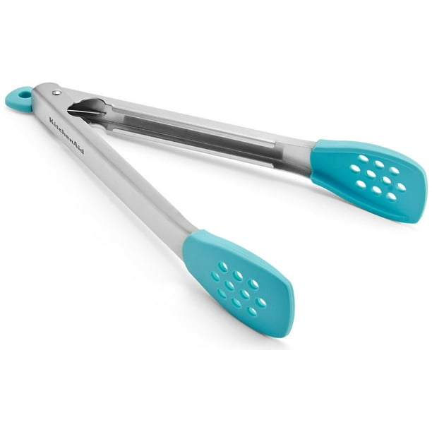 KitchenAid Aqua Silicone Tipped Tongs One Size Aqua blue - Walmart.com - Walmart.com