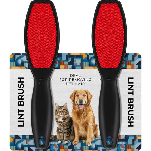 DecorRack 2 Double-Sided Lint Brushes, Lint Brush for Garment, Pet Hair, Dust Remover with Grip Handle (2 Pack)