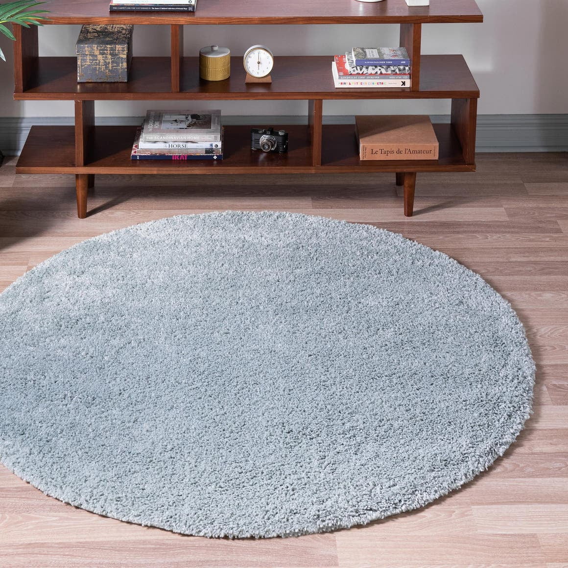 Rugscom Soft Solid Shag Collection Round Rug 4 Ft Round Green Shag