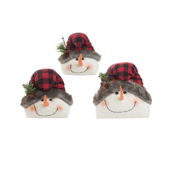 Buffalo Check Snowmen Figurine Set of 3