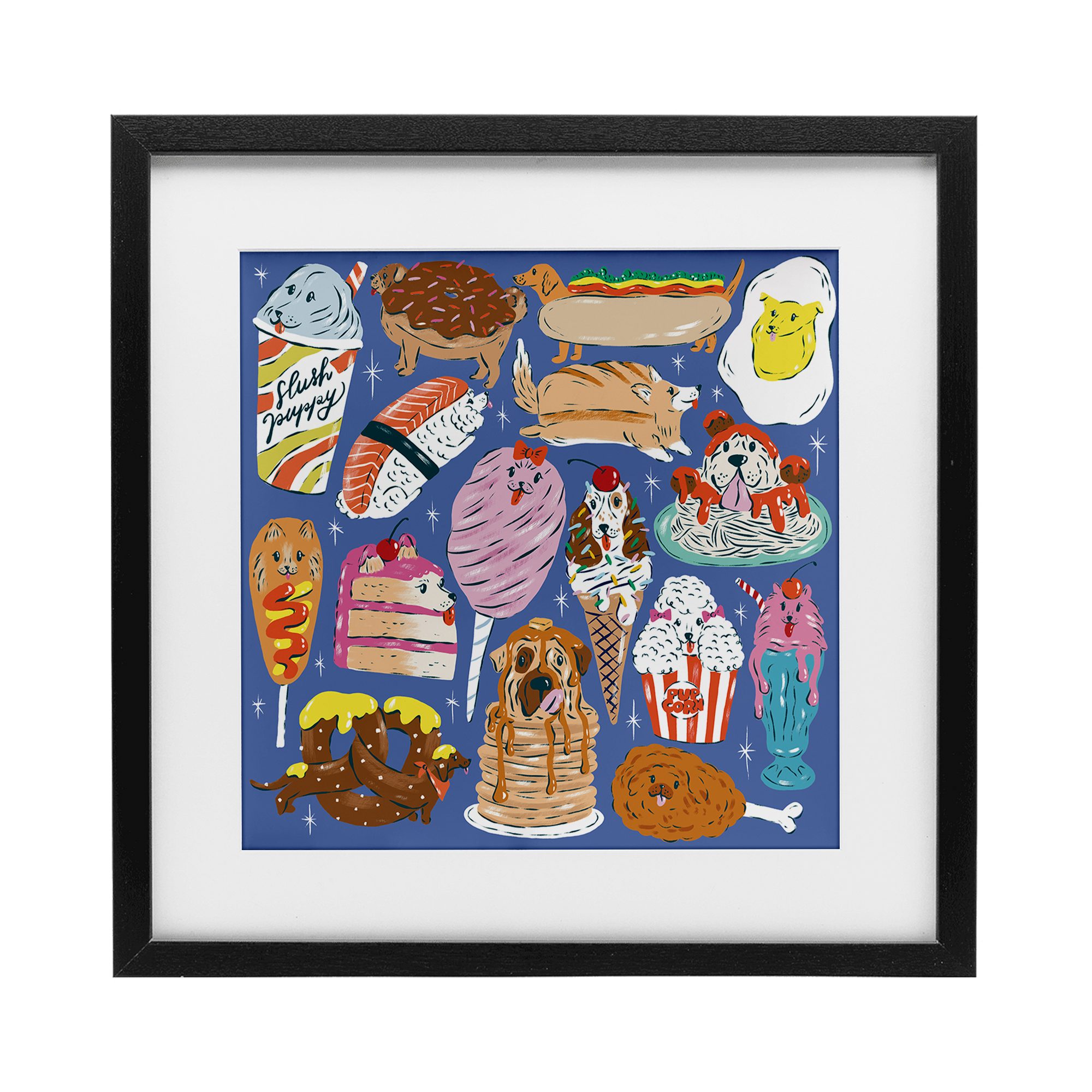 Stupell Industries Dog Foods Puzzle Illustration Black Framed