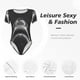 thumbnail image 4 of Balery Black And White Shark Body de cuello redondo de manga corta para mujer Tops de manga corta Tops básicos-Medium, 4 of 7