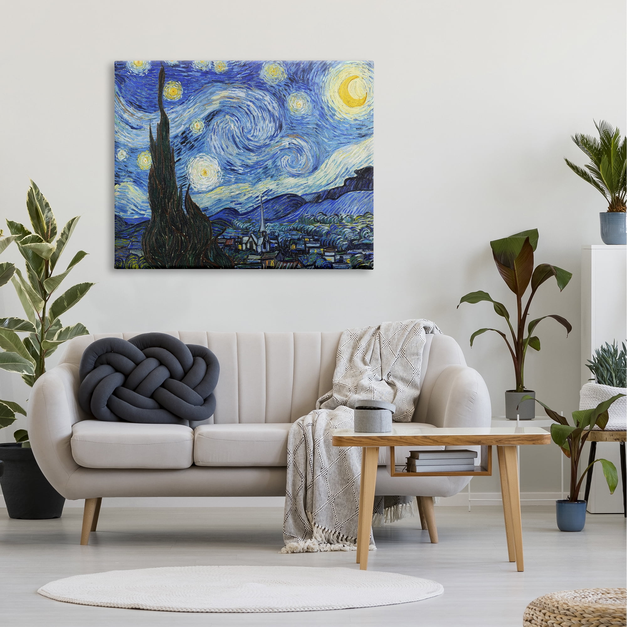 The Stupell Home Decor Collection Van Gogh Starry Night Post Impressionist Painting Canvas Wall Art