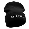 thumbnail image 4 of OK BOOMER Embroidered 12 Inch Long Knitted Beanie - Black OSFM, 4 of 5
