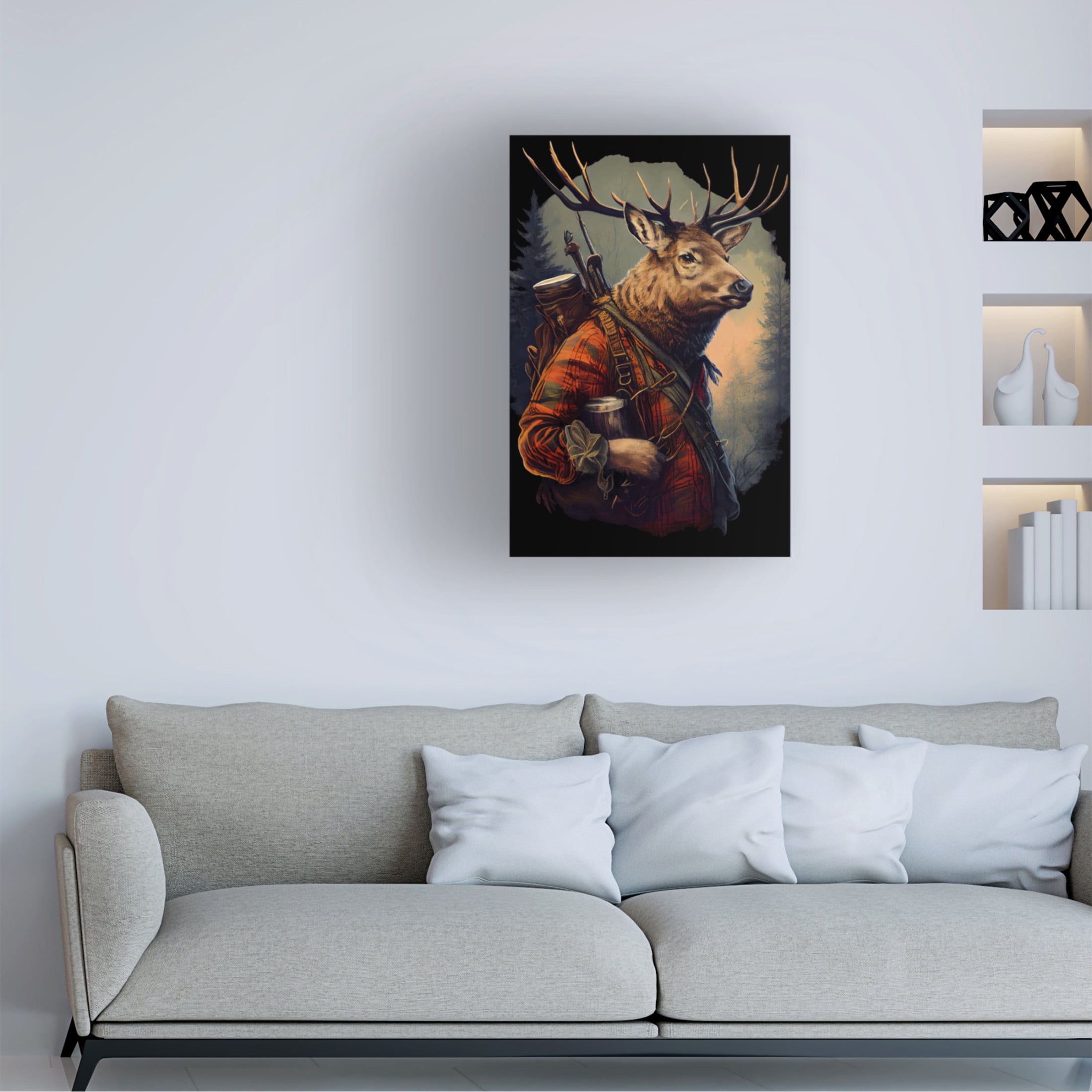 Canvas Wall Art - Sasha 'Deer Hunting II' Wall Art for Living Room, Bedroom, or Office Décor by Trademark Fine Art - 22 x 32 Inches