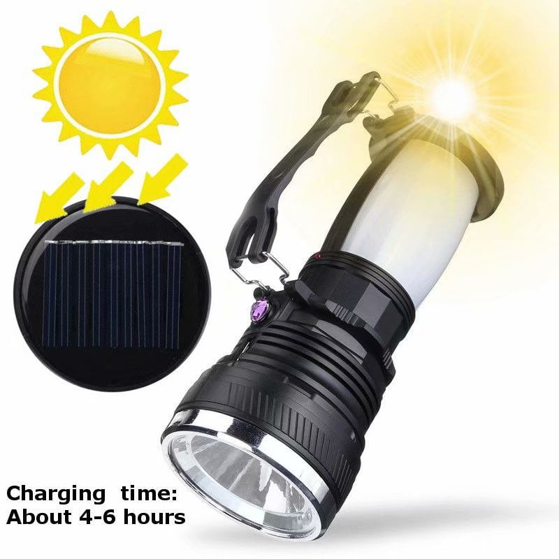LED Flashlight Rechargeable Solar Power Camping Tent Light Torch Lantern  HQ P 