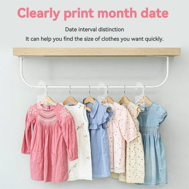 7PCS Clear Baby Closet Dividers Baby Closet Size Divider Acrylic Baby Closet Organizers Cute Hanging Closet Dividers for Newborn Baby Clothes