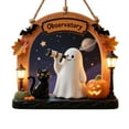 thumbnail image 2 of Diceymbol Spooky Cute Halloween Hanging Ornaments Friendly Ghost Scene Decor with Lantern and Cat Designs for Halloween Tree Home Decor and Seasonal Display, 2 of 8