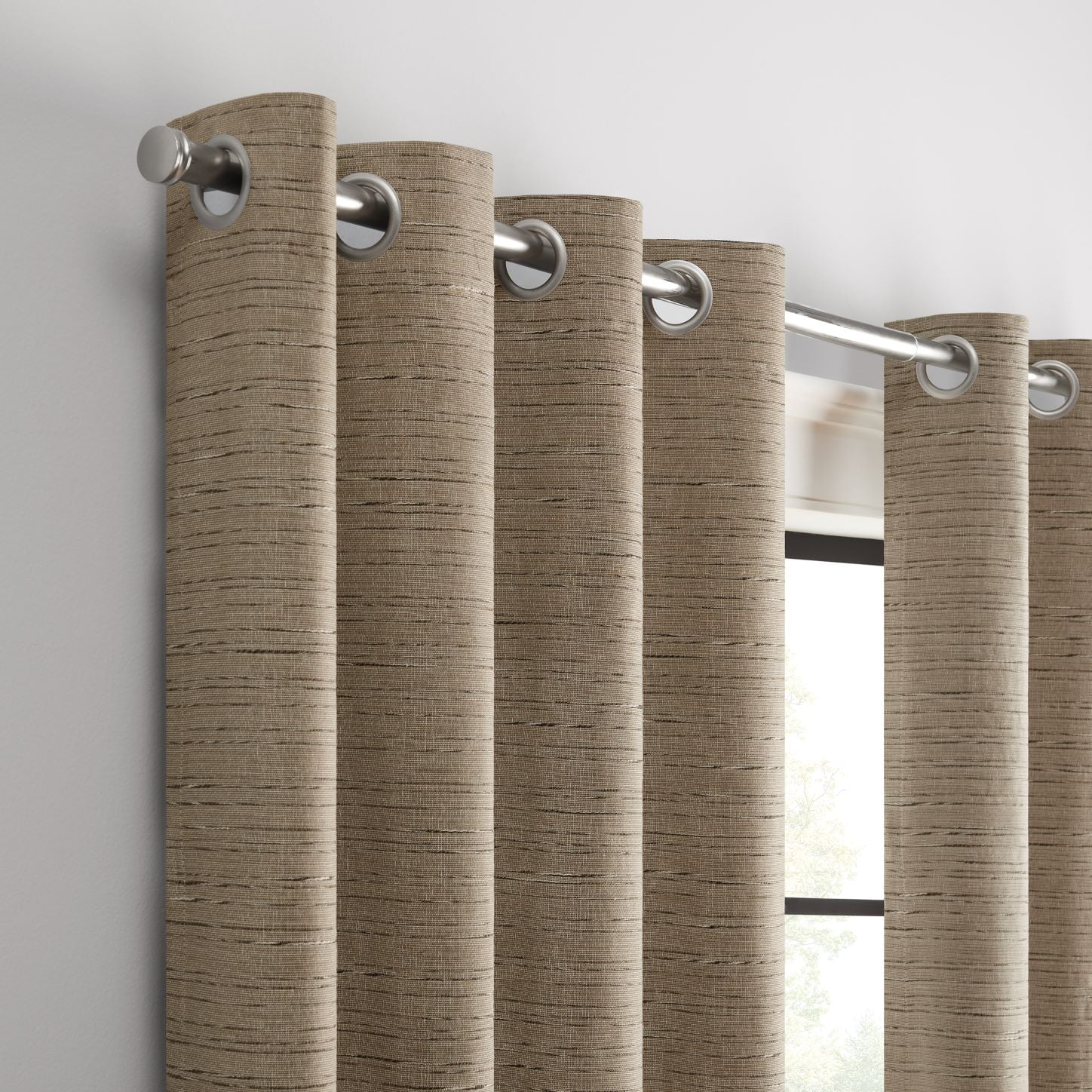 Eclipse Branson Magnitech 100% Blackout Curtain, Grommet Window Curtain Panel, Seamless Magnetic Closure, 84 in x 50 in wide, (1 Panel), Mocha