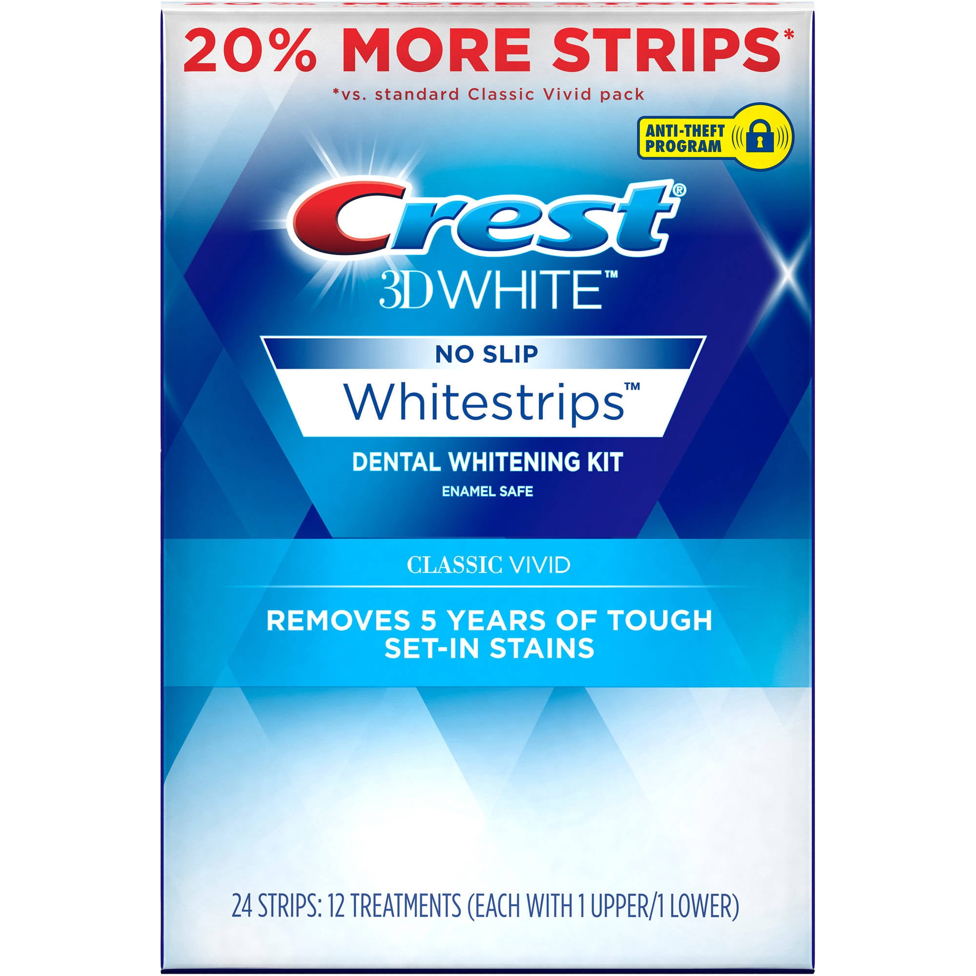 Crest 3D White No Slip Whitestrips Classic Vivid Dental Whitening Kit