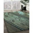 thumbnail image 3 of Ahgly Company Machine Washable Indoor Round Transitional Cadet Blue Green Area Rugs, 3' Round, 3 of 7