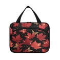 thumbnail image 2 of Travel Hanging Toiletry Bag with 4 Zipped Compartments Waterproof Makeup Accessories Spacious Cosmetic Bag Maple Leaves and Fireflies Medium, 2 of 9