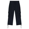 thumbnail image 5 of UAYOTSE Boys Sweatpants Kids Drawstring Cargo Pants With Pockets Wide Leg Elastic Waist Baggy Jogger Back To School Clothes(P16-Navy,13-14 Years), 5 of 5