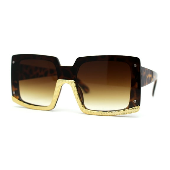 Womens Mod Luxury Squared Chic Plastic Fashion Sunglasses Tortoise Brown