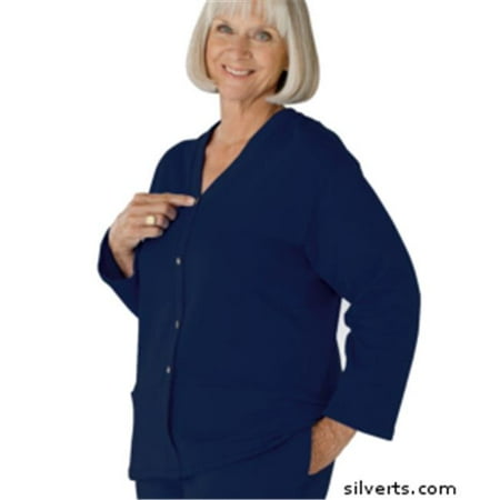 Back Open Pocket - Silverts 232500203 Womens Open Back Adaptive Cardigan With Pockets - Medium, Navy