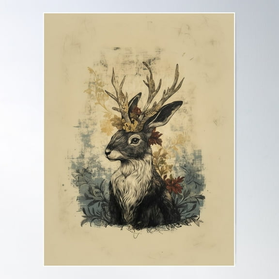 Jackalope Poster Wall Art, Modern Wall Decor For Living Room Bedroom, 8x12 UNFRAMED