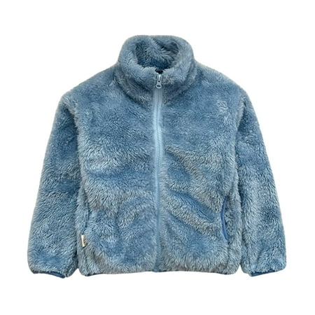 

Durtebeua Toddler Kids Baby Girls Boys Solid Wool Coat Jacket Outerwear Zipper Warm Thick Winter Outwear With 2 Pockets Toddle Girl s Zip Up Fuzzy Jacket Warm Teddy Coat Outerwear