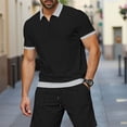 thumbnail image 5 of COSFO Quarter Zip Mens Polo Shirt Black Waffle Short Sleeve Shirts Moisture Wicking Pullover Performance Classic Fit Collared Tops, 5 of 5