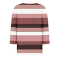 thumbnail image 4 of Tnhcen Women's Fall Striped Henley Button-Down 3/4 Sleeve Casual Basic Shirts - Plus Size Friendly Essential Tops S-3XL, 4 of 5