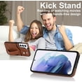 thumbnail image 4 of Design for Samsung Galaxy S22 Plus/S22+ Phone Case with Screen Protector Adjustable Wrist Strap Kickstand Credit Card Slot Shockproof Hybrid Rugged Protective Cover for Women Men 6.6 inch Brown, 4 of 14