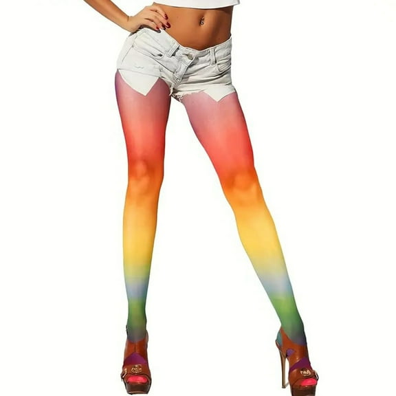 Womens Sheer Tights Rainbows High Waist Pantyhose Transparent Thigh Highs Stockings Silk Thin Long Socks Hosiery