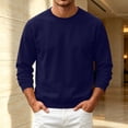 thumbnail image 6 of Men's Fleece Crewneck Sweatshirt Cotton Long Sleeve Pullover Casual Thermal Shirts fall winter fashion comfort solid Sweatshirt Navy XL, 6 of 6