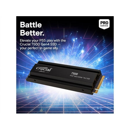 Crucial - T500 2TB Internal SSD PCIe Gen 4x4 NVMe M.2 with Heatsink for PS5
