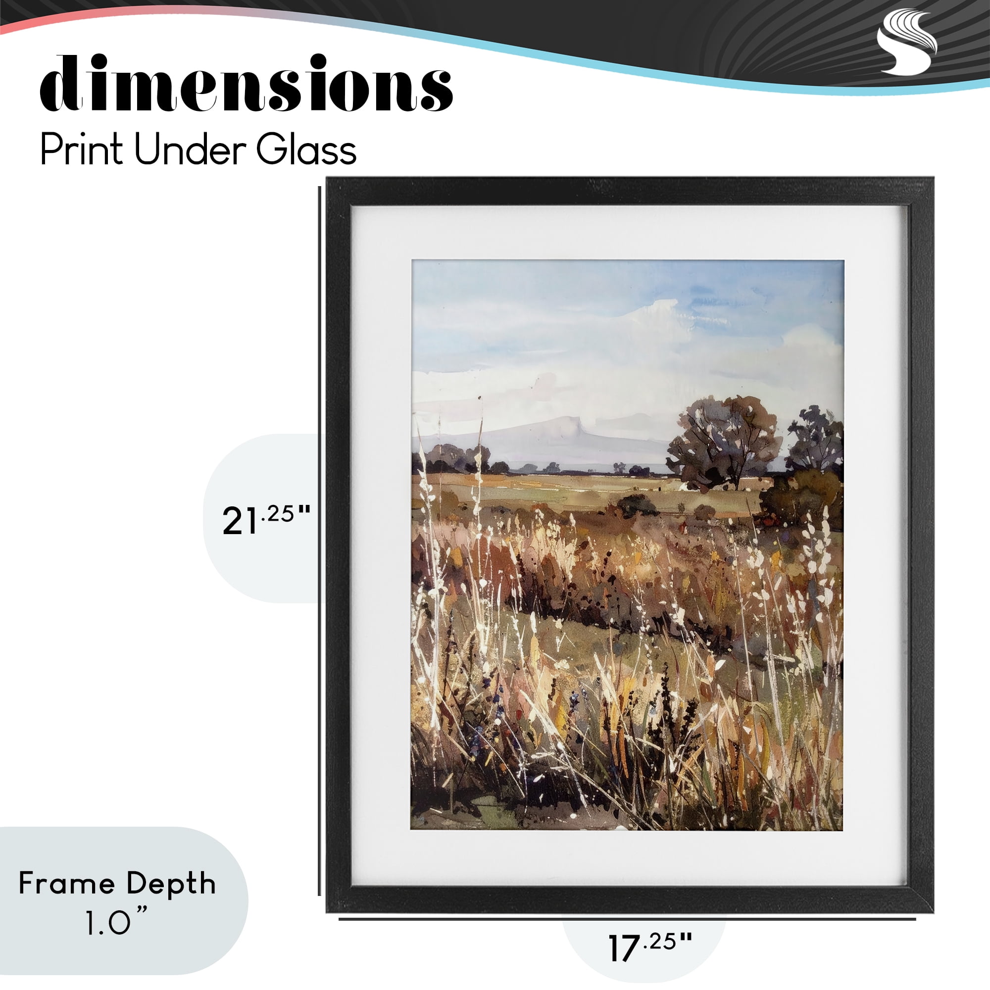 Stupell Industries Peaceful Meadow Expression Black Framed Print Under Glass, design by Alonza Saunders
