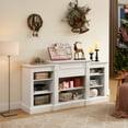 thumbnail image 4 of Miekor Furniture Media Console Table with Large Storage Cabinet, Modern TV Media Entertaionment Stand, White, 65.75"W*17"D*32.48"H 31806, 4 of 11