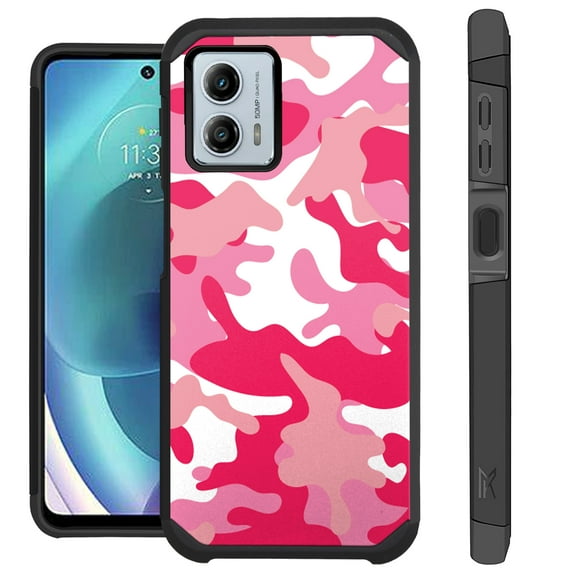 Compatible with Motorola Moto G Power 5G (2023); Hybrid Fusion Guard Phone Case Cover (Pink White Camouflage)