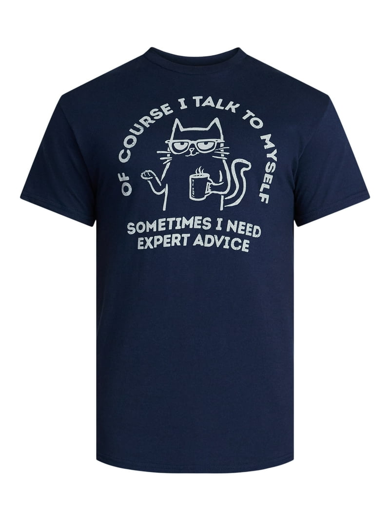 Humor Men's and Big Men's Talk To Myself Cat Graphic Tee with