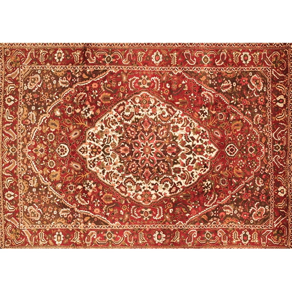 Ahgly Company Indoor Rectangle Medallion Orange Traditional Area Rugs, 3' x 5'