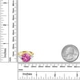 thumbnail image 3 of Gem Stone King 18K Yellow Gold Plated Silver Pink Created Sapphire 3-Stone Ring for Women (9.34 Cttw, Round 12MM, Trillion 5MM, Size 7), 3 of 3