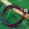 thumbnail image 3 of NOVICA Silver accent silk cord bracelet, 'Purple Karen Blossom', 3 of 6