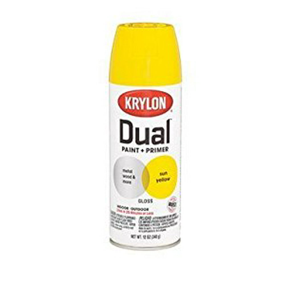 Krylon Paint Primerin1 Sun Yellow Gloss Spray Paint, 12Ounce