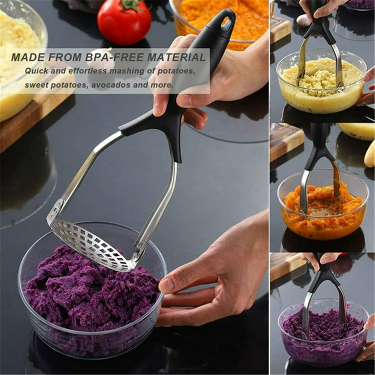 Stainless Steel Spoon Potato Masher - Food Masher Utensil Kitchen Tool,  Hand Masher, Vegetables Fruits Mashe, Metal Mashing Utensil
