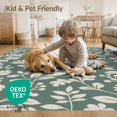 thumbnail image 4 of ODIKA 3'x5' Greenish Floral Elegance with Botanical Washable Accent Rug Timeless Design Blends Classic and Contemporary for Bedside, Nursery Room, Pet Friendly & Non-Shedding, 4 of 7