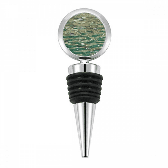 Bouchon de Bouteille de Poisson Ondulation Surface de l'Eau Bleu Vagues en Acier Inoxydable Caoutchouc Réutilisable