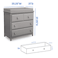 thumbnail image 3 of Delta Children Waverly 3 Drawer Dresser with Changing Top, Grey, 3 of 16