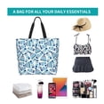 thumbnail image 6 of Pofeuu Winter Knit Hat and Socks Print Reusable Grocery Bags - Washable, Foldable, Packable Tote, Large Handles, Heavy Duty, Zippered Top Pouch, 6 of 8