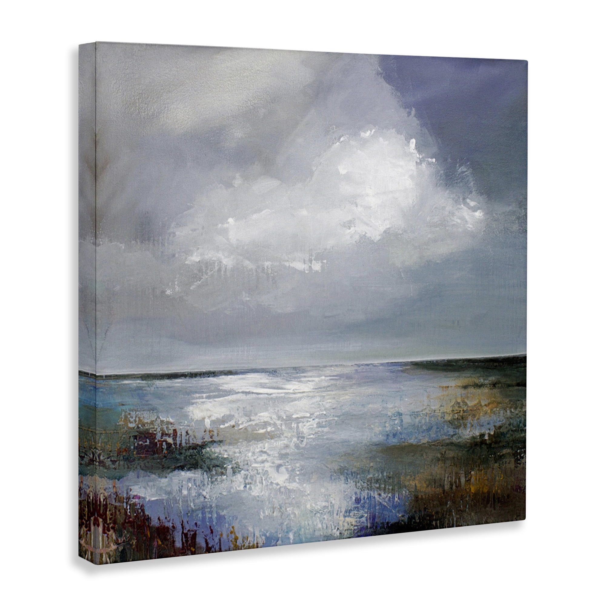 Stupell Industries Sun Reflection Ocean Surface Landscape & Nature Painting Wrapped Canvas Art Print Wall Art, 36 x 36